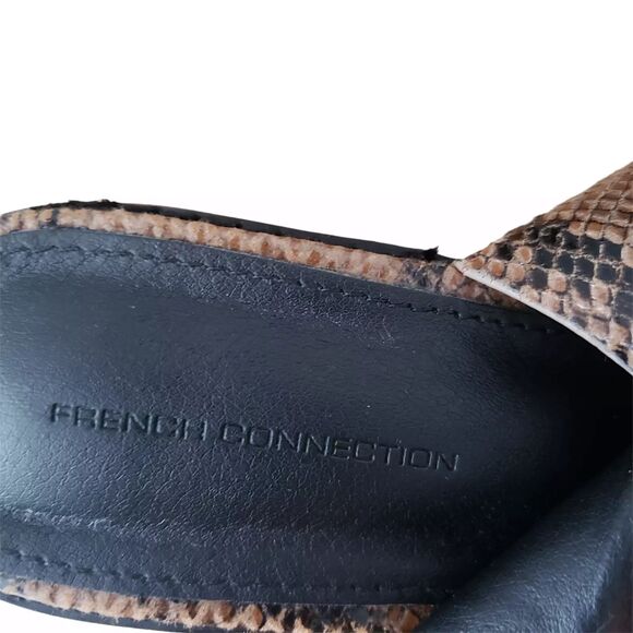 French Connection Lori Snakeskin Heels Womens 6.5 Sandals Open Toe Block - Picture 6 of 14